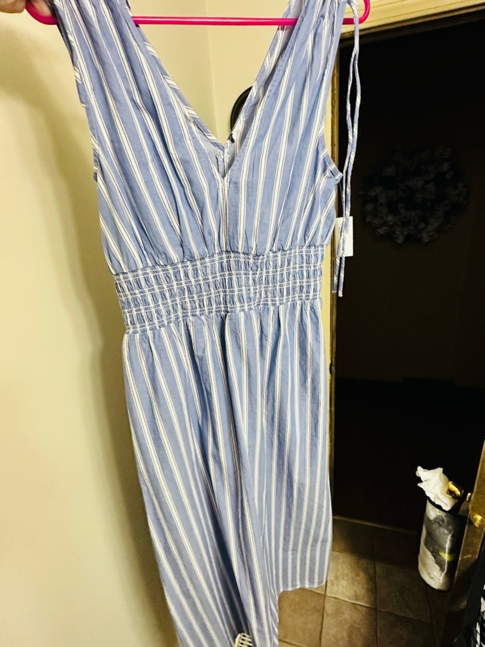 Old Navy Blue and White Striped Sleeveless Sundress - Picture 3 of 4